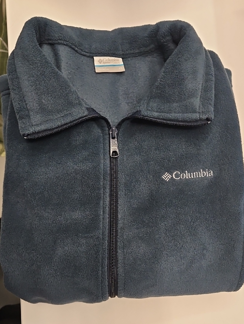 Columbia Womens Dark Green Full-Zip Fleece Jacket Size 1X